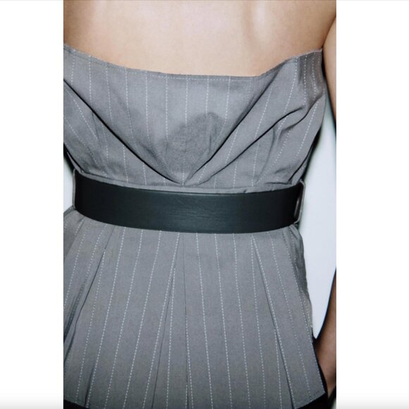 BLOGGER'S FAVE! Zara Belted Strapless Top Gray NWT - Picture 13 of 15